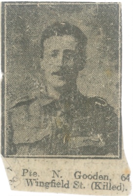 Receipts and photo from Bradford Telegraph Newspaper regarding Pte Norman Gooden's death, 8th Bn., Duke of Wellington's (West Riding Regiment) who died on 09 October 1917 Age 29.
; 83930