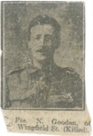 Receipts and photo from Bradford Telegraph Newspaper regarding Pte Norman Gooden's death, 8th Bn., Duke of Wellington's (West Riding Regiment) who died on 09 October 1917 Age 29.
; 83930