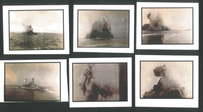 Copies of photographs (9) - sinking of "H.M.S. Barham" - sequence of events - 25/11/1941; 25/11/1941; 34471