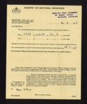 Letter - to Miss Helen Parr from Ministry of National Insurance re: payment benefits - 12/03/1953; 12/03/1953; 9738 Letter - to Miss Helen Parr from Ministry of National Insurance re: payment benefits - 12/03/1953; 12/03/1953; 9738