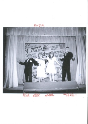 Photographs (4) - "E.N.S.A. production 1986" Starring Eddie Angel (Edward Reah) & Company; 1/01/1986; 34844 Photographs (4) - "E.N.S.A. production 1986" Starring Eddie Angel (Edward Reah) & Company; 1/01/1986; 34844