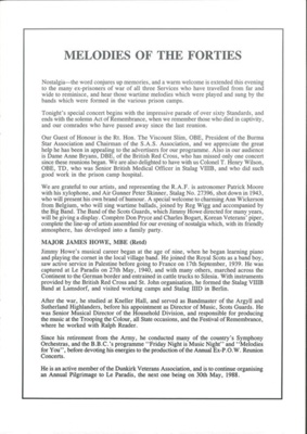 Re-union & Concert programme - ex P.O.W.'s Fairfield Croydon - 26/09/1987; 26/09/1987; 35571