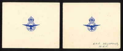 Christmas card- R.A.F.- Middle East, Heliopolis, Egypt undated x2; 78859