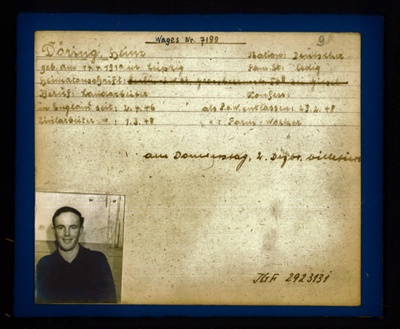 German P.O.W. record card - Heinz Dorring - German - Dob 14/04/1910; 6610