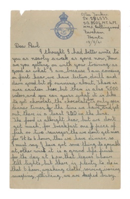 Personal correspondence to & from A/B Roy Tomkins 1941-1944 - aerogrammes (4) manuscript letters (2); 37715