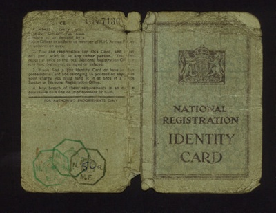 National registration identity card - Cyril Fairburn - Malton - 28/12/1945 plus Mministry of National Insurance contribution card; 28/12/1945; 5046
