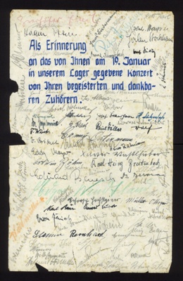 German P.O.W. camp concert sheet - signed by German inmates/artistes; 2361 German P.O.W. camp concert sheet - signed by German inmates/artistes; 2361