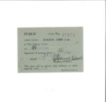 Card authorising attendance of S.Q.M.S. J.A. Jones into war crimes trial at Wuppertall - 28/11/1945; 28/11/1945; 35710