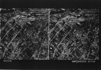 R.A.F. photograph transparency - Bomb Damage at Bochum - 19/11/1944; 19/11/1944; 9017 R.A.F. photograph transparency - Bomb Damage at Bochum - 19/11/1944; 19/11/1944; 9017