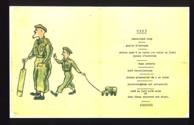 Photocopy - invitation & menu - joint birthday celebrations of Lt. R.A.Watson & Capt.H. J. Clark - wartime Italy; 9078