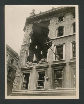 Official copyrighted war photograph- undated- bomb damaged building; 56476