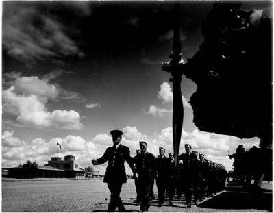 Flt. Lt. E C Metcalf getting his 'boys' into shape - 1941?; 84038