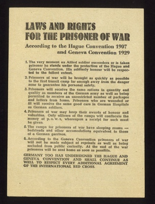 German propaganda leaflet - "Laws and rights for the prisoner of war"; 5095
