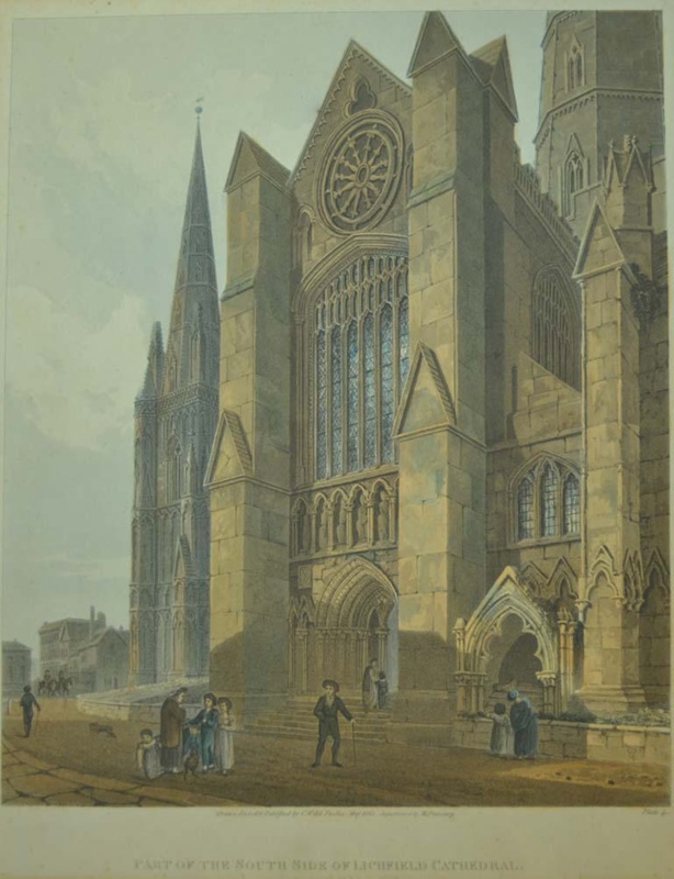 Seven views of Lichfield Cathedral; Charles Wild, aquatint by M