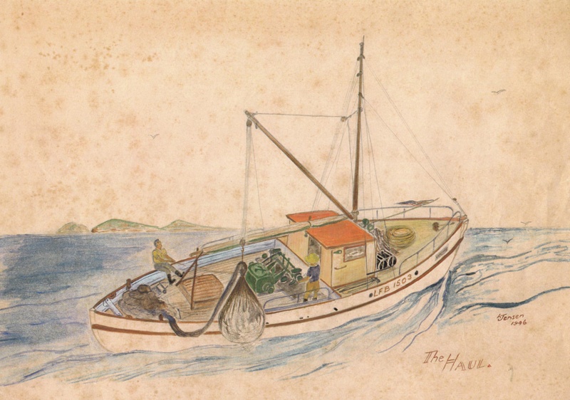Viking Fishing Boat - sketch by Lawrence Jensen; Lars Halvorsen