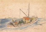 "Viking" Fishing Boat - sketch by Lawrence Jensen; Lars Halvorsen & Sons; 1928; TMA2021.00102.8.4