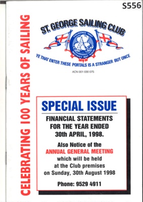 St George Sailing Club Annual Report April 1998; S556 | EHive