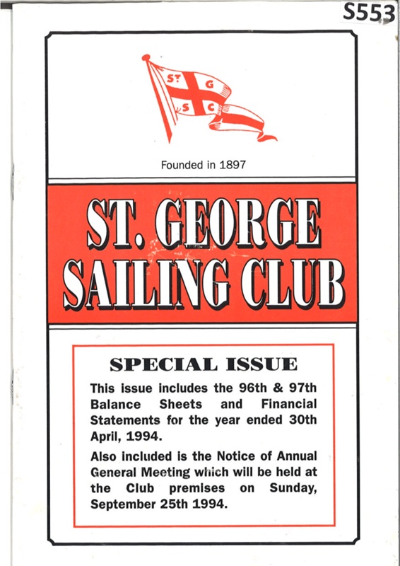 St George Sailing Club 96 & 97th Annual Report And Balance Sheet 30th ...