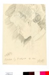 Drawing by Annette Garfitt, "Peddie by firelight 4am"; Annette Garfitt nee Bowen; 23/07/1939; 1095.01