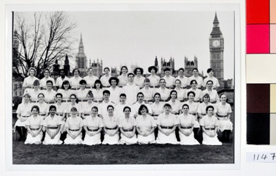 Black and white photograph of the last set to join the Nightingale Training School, in the Autumn 1992; November 1992; 1147