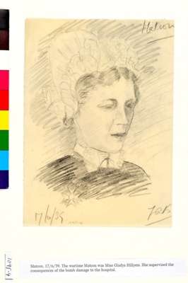 Drawing by Annette Garfitt, "Matron"; Annette Garfitt nee Bowen; 17/06/1939; 1095.04