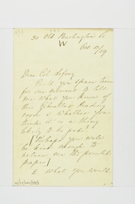Letter from Florence Nightingale to Colonel Lefroy, 13 Oct 1859; Florence Nightingale; 13/10/1859; H01/ST/NC/01/001/59/03