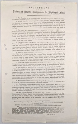 "Regulations as to the Training of Hospital Nurses under the Nightingale Fund" & "Questions to be Answered by the Candidate"; St. Thomas's Hospital; c1870; 0789 "Regulations as to the Training of Hospital Nurses under the Nightingale Fund" & "Questions to be Answered by the Candidate"; St. Thomas's Hospital; c1870; 0789