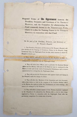 Agreement between St. Thomas's Hospital and the Nightingale Fund; St. Thomas's Hospital; 1860; 0792.03 Agreement between St. Thomas's Hospital and the Nightingale Fund; St. Thomas's Hospital; 1860; 0792.03