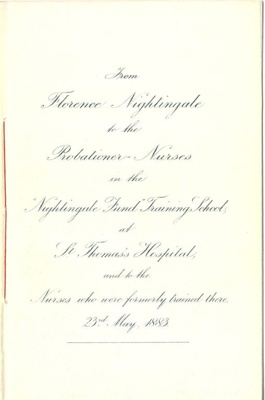 Letter from Florence Nightingale to the Probationer Nurses at St Thomas' Hospital, 23rd May 1883; Florence Nightingale; 23/05/1883; 0169.16 Letter from Florence Nightingale to the Probationer Nurses at St Thomas' Hospital, 23rd May 1883; Florence Nightingale; 23/05/1883; 0169.16
