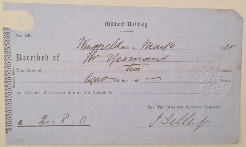 Receipt; Midland Railway Company; 06/05/1864; 1073.281 | eHive