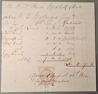 Bill to W E Nightingale Esq; 22/08/1864; 1073.111 Bill to W E Nightingale Esq; 22/08/1864; 1073.111