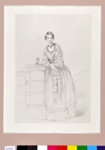 Lithograph of Florence Nightingale with Athena the owl after a drawing by Parthenope Nightingale; Lady Frances Parthenope Verney nee Nightingale; 06/06/1855; 0009