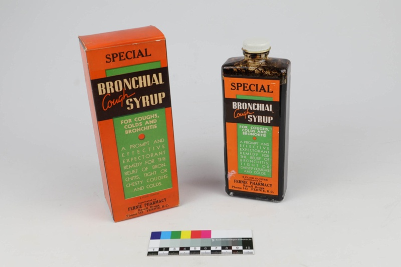 Bottle, Bronchial cough syrup; c. 19401960; 97881QP800 eHive