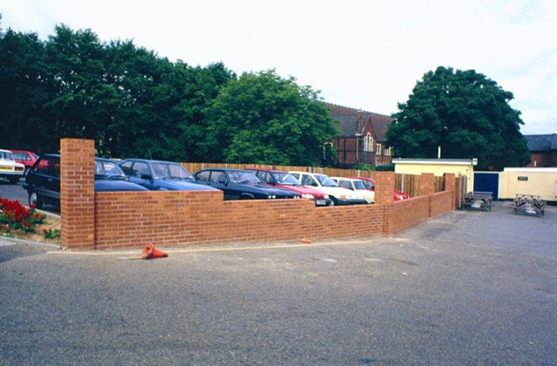 Photo: New brick wall at the Ipswich Street car park; The Linden