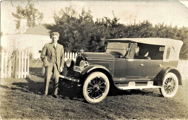 Ōtautau - Later Town & District Settlers, George & Charlotte Low family: George Jnr. with his car