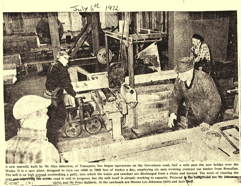 Tūātapere District - Business & Industry, Alan Johnston's Sawmill
