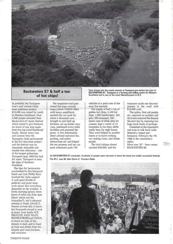Tūātapere & Districts - Events History, the Backwaters Festival of 1987