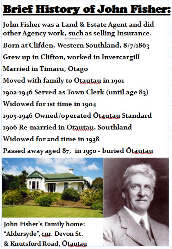 Ōtautau & Districts Settlers - John Fisher, a brief history