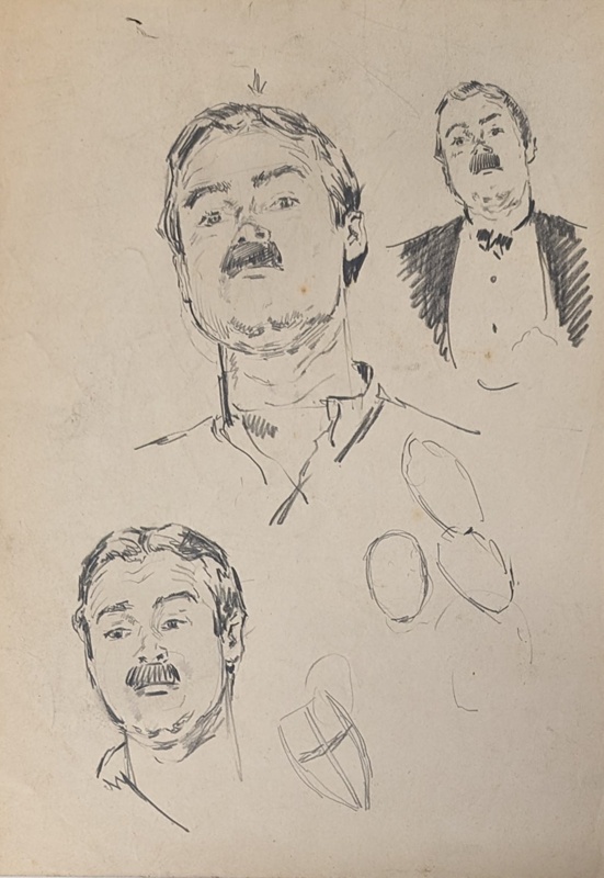 Three Portrait Sketches of Waiter; Burke, Thomas; BIKGM.7343.85