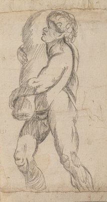 Naked Man Carrying Large Boulder; BIKGM.6241