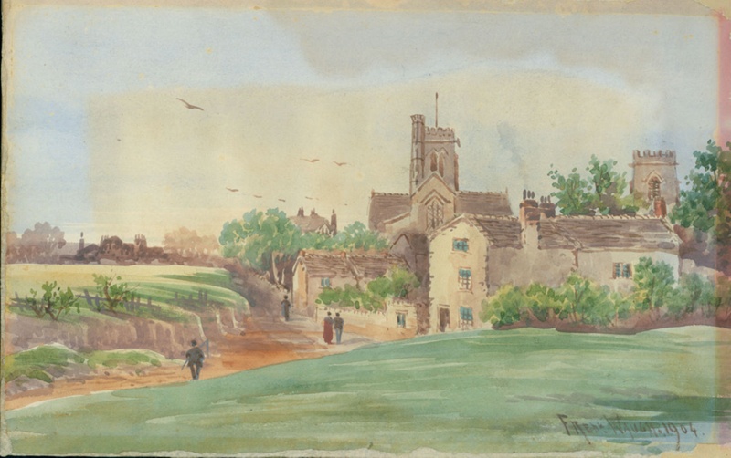 Wallasey Church and Tower from Folly Lane 1904; Waugh, Frederick; BIKGM.W80