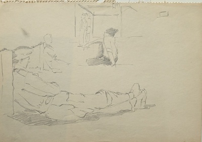 Sketch of Men in POW Camp; Burke, Thomas; 1941-1945; BIKGM.7343.37