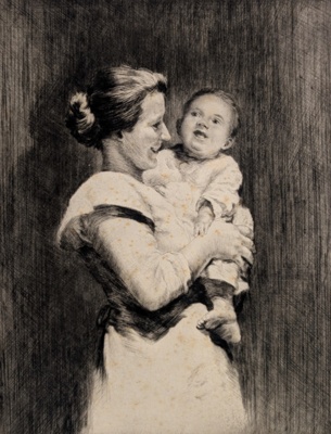 Mother and Child; Tushingham, Sidney (1884-1968); BIKGM.9146