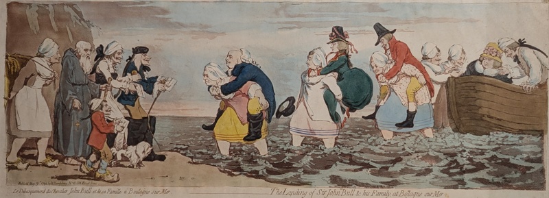 The Landing of Sir John Bull & His Family at Boulogne Sur Mer; Gillray, J; 1792; BIKGM.2466