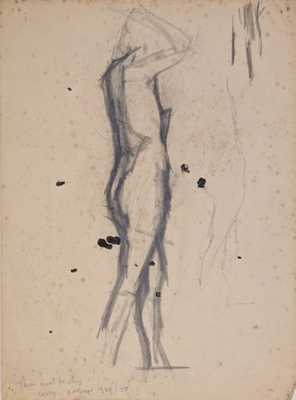 Standing Nude from Side; Horsfield, Nicholas (1917-2005); c. 1938- c. 1939; BIKGM.8905