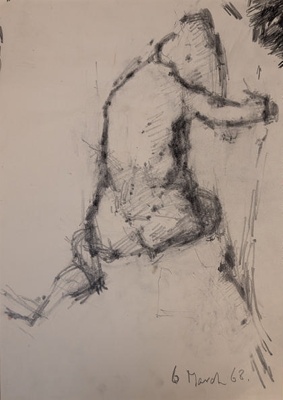 Seated Nude from Behind; Horsfield, Nicholas (1917-2005); 1968; BIKGM.9000