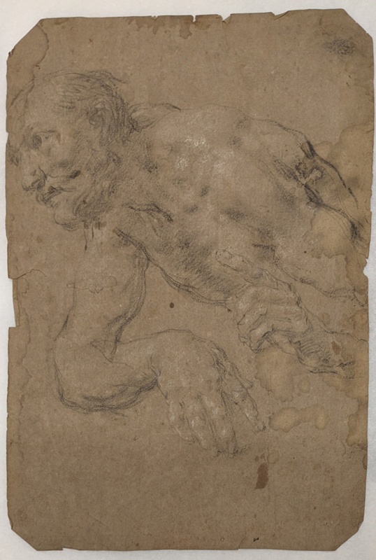 Figure Study of a Nude Old Man Leaning Forward; BIKGM.6325