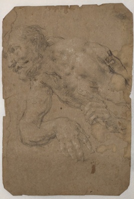 Figure Study of a Nude Old Man Leaning Forward; BIKGM.6325