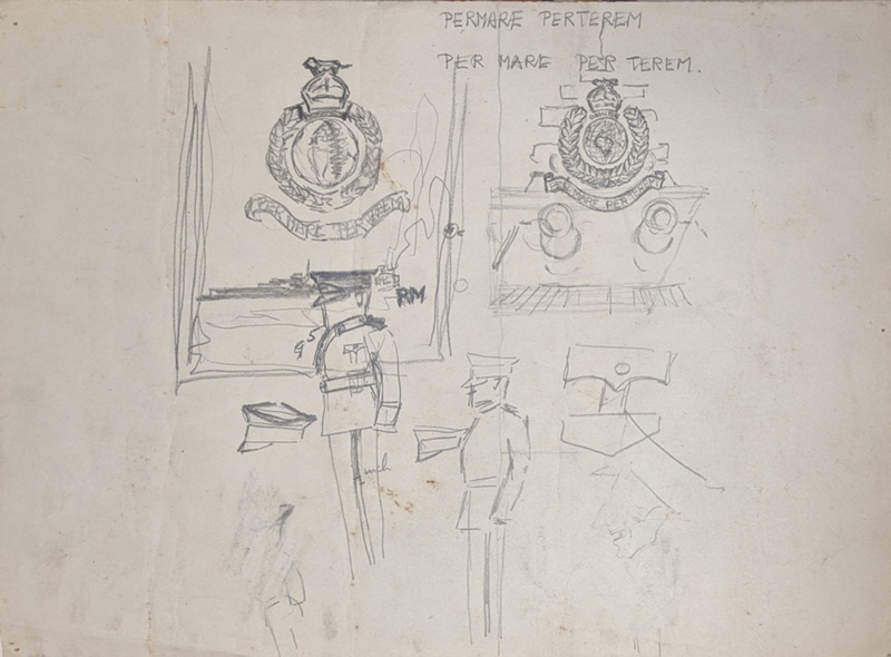 Two Sketch Designs of Groups of Military Men; Burke, Thomas; 1941-1945; BIKGM.7343.31