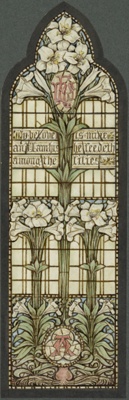 Stained glass window design - Lilies; Warrington, R W; BIKGM.183d